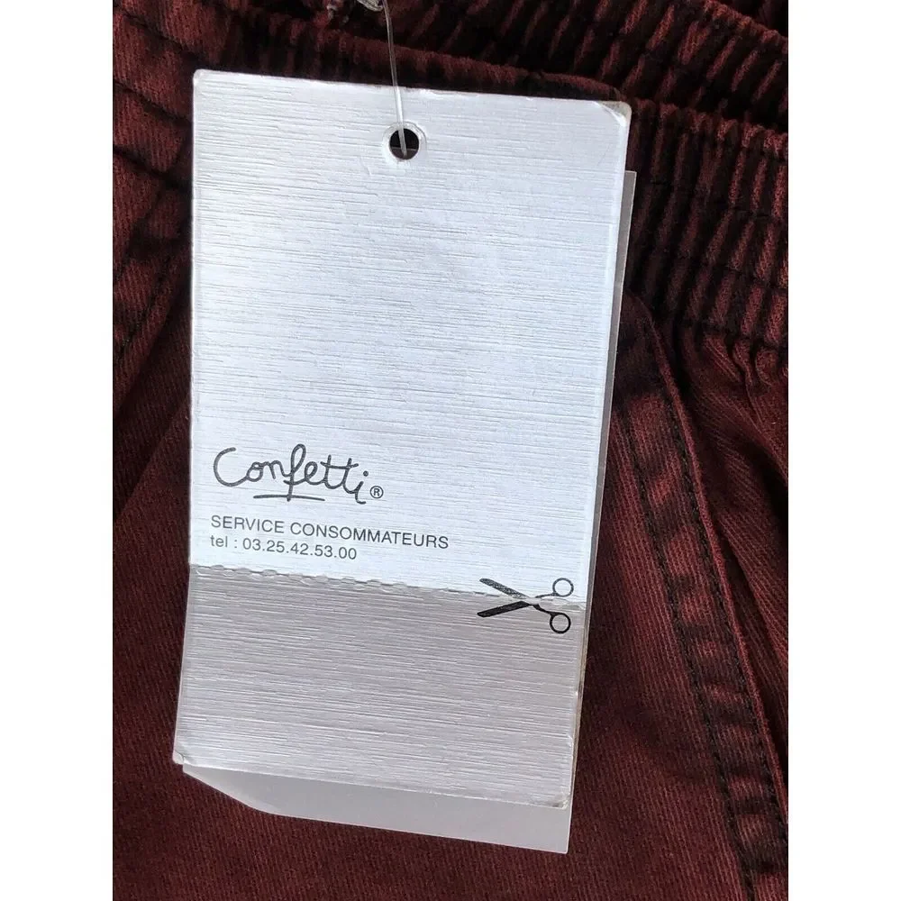 Cargo Pants Boys   Burgundy  4 Pockets Elastic Wa  Cotton  Size 10 New with Tags